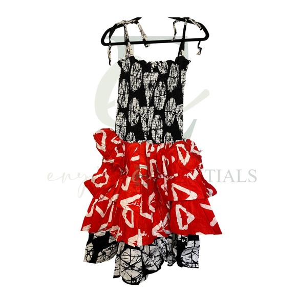 African Ankara Short Ruffle Dress (Custom) - Medium Ankara Print - Picture 3 of 5